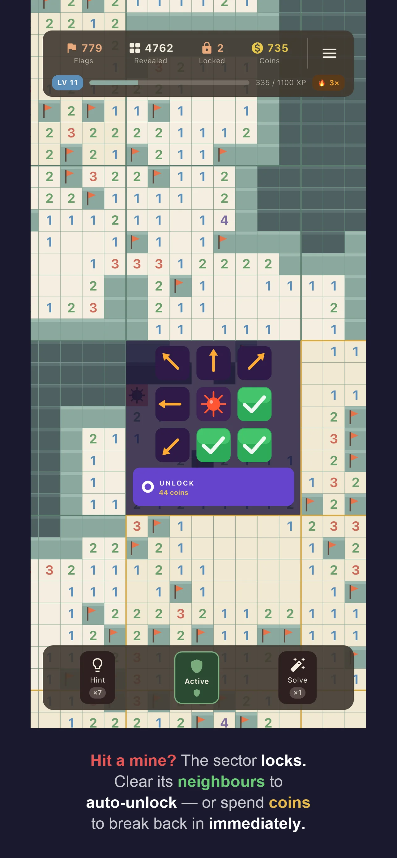 Screenshot 3 – Locked sector unlock options