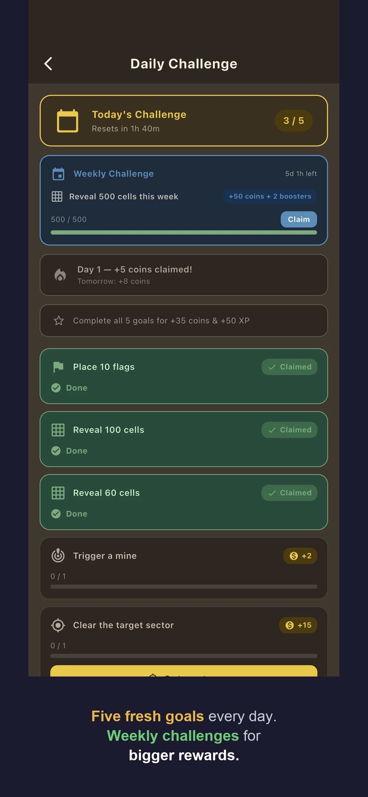 Screenshot 4 – Daily and weekly challenges