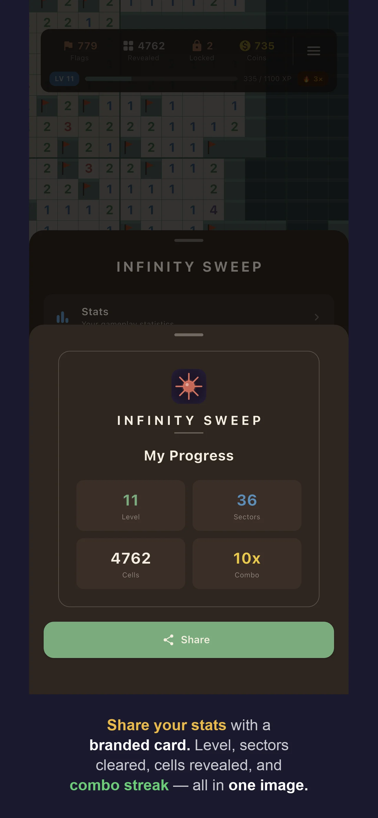 Screenshot 6 – Share your stats card