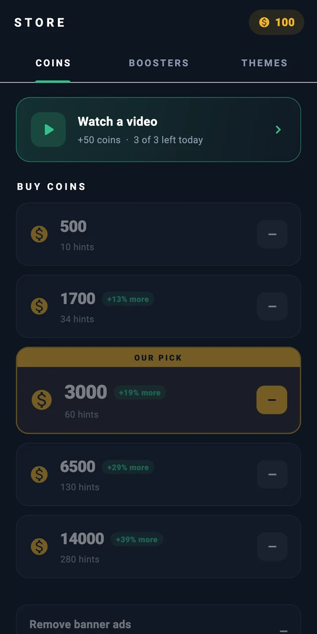 Screenshot 6 – The store's coins tab