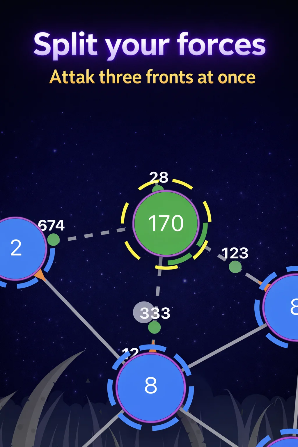 Screenshot 3 – Upgrade towers: Default, Defensive, or Attacker